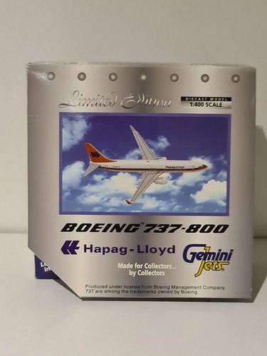 Avión Gemini Jets, Escala 400 Boeing 737-800 Hapag Lloyd Blanco Naranja Azul - Imagen 5