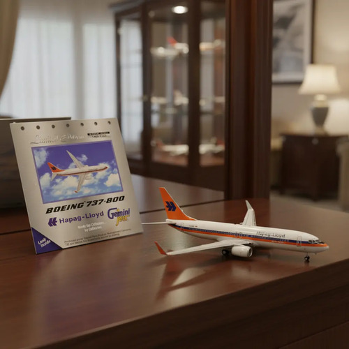 Avión Gemini Jets, Escala 400 Boeing 737-800 Hapag Lloyd Blanco Naranja Azul - Imagen 2