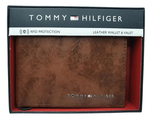 Billetera Tommy Hilfiger Original Rn129919 Marrón Marrón Liso
