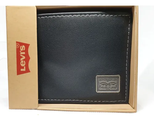 Billetera Levi`s Original, Hombre Black Logo Negro Liso