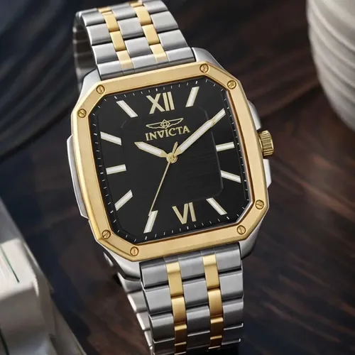 Reloj Invicta Cuadro Hombre, Dorado Y Acero 39mm Dorado/plateado Dorado Carbon - Imagen 3