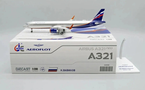 Avión Jc Wings, Escala 200 Airbus A321neo Aeroflot Plateado Azul Rojo - Imagen 6