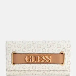 Billetera Guess Original Creswell White Blanco Beige Logo Guess