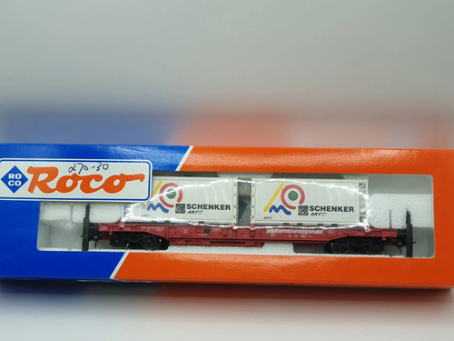 Vagón De Carga Roco, Esc H0 47001, Transp. Container 20` X 2 - Imagen 5