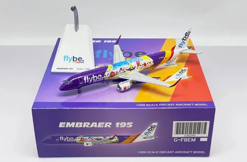 Avión Jc Wings, Esc 200 Embraer 195 Flybe Azul Naranja Rojo Blanco - Imagen 5