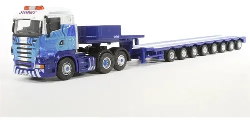 Camión Miniatura Scania Cama Baja Atlas Low Loader Rv233 Azul Acero