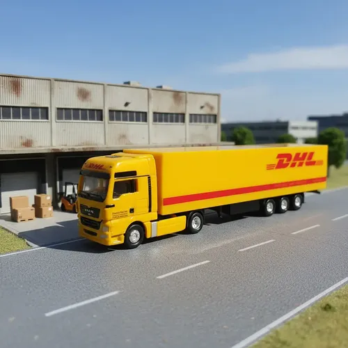 Camión Miniatura, Escala N Herpa, 1/160 Man Tgx Xxl Sz Dhl Amarillo - Imagen 2