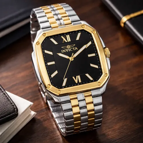 Reloj Invicta Cuadro Hombre, Dorado Y Acero 39mm Dorado/plateado Dorado Carbon - Imagen 4