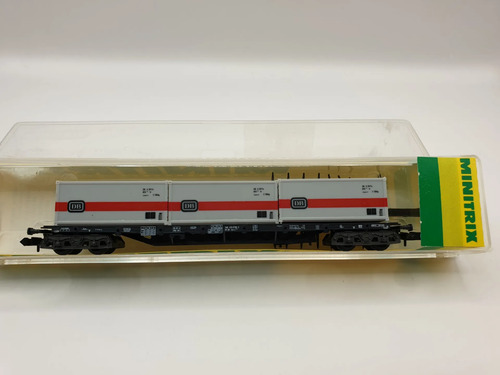 Vagón Carga Minitrix, Esc N 13511, Transporte 3 Containers - Imagen 2