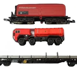 Set Marklin Z, 2 Vagones De Carga Y 1 Carro Bomberos 82585