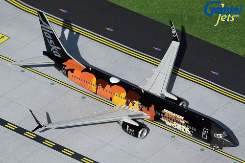 Avión Gemini, Esc 200 Boeing 737-900er, Alaska Negro Multicolor - Imagen 3