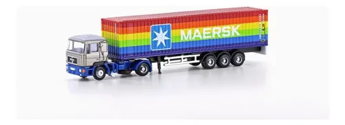 Camión Miniatura Escala N Man F90 Lc4066 Plateado Azul Amarillo