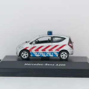 Auto En Miniatura Welly Escala H0 Mercedes Benz A200 Polizei Plateado, Rojo,azul