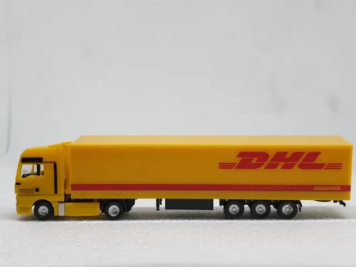Camión Miniatura, Escala N Herpa, 1/160 Man Tgx Xxl Sz Dhl Amarillo
