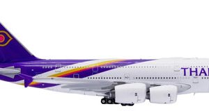 Avión Jc Wings, Esc 400, Airbus A380-800 Thai Blanco Morado