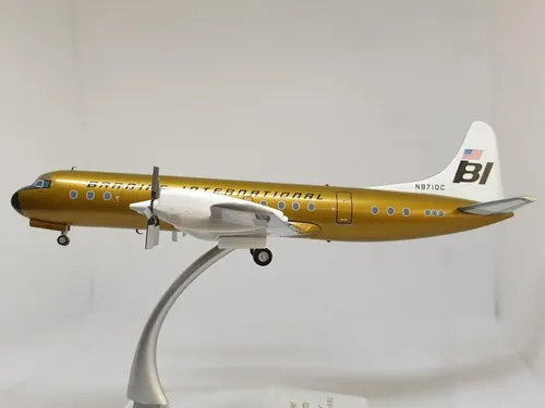 Avión Jc Wings, Esc. 200 Lockheed 188 Braniff International Dorado - Imagen 3