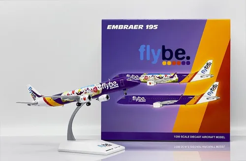 Avión Jc Wings, Esc 200 Embraer 195 Flybe Azul Naranja Rojo Blanco - Imagen 4