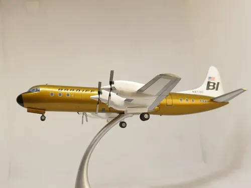 Avión Jc Wings, Esc. 200 Lockheed 188 Braniff International Dorado - Imagen 5
