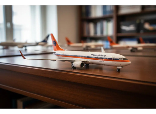 Avión Gemini Jets, Escala 400 Boeing 737-800 Hapag Lloyd Blanco Naranja Azul - Imagen 4