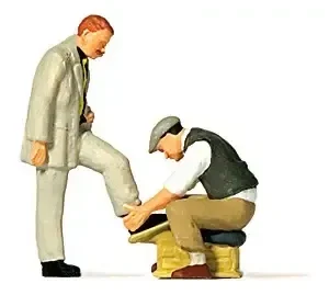 Figuras Maquetas Escala H0 Preiser 28184 Lustrador Y Cliente