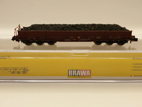 Vagón Carga Brawa 67001, Cama Baja, Esc N, Transp. Minerales - Imagen 6