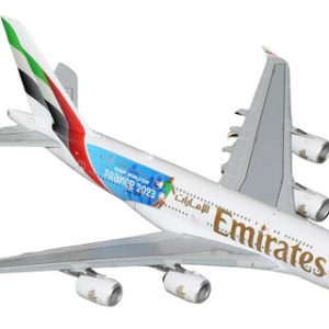 Avión Gemini Jets, Escala 400 Airbus A380-800 Emirates Blanco Dorado Azul