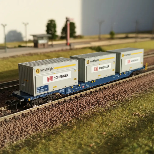 Vagones Carga Hobbytrain, N, H23732, Transp. Cont. Set De 2 - Imagen 3