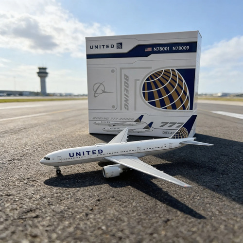 Avión Jc Wings, Esc 400 Boeing 777-200er United Blanco/azul - Imagen 2