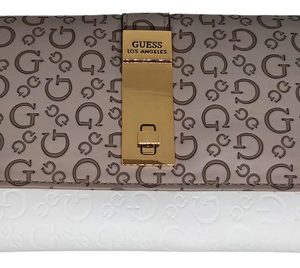 Billetera Guess Original Elsie Taupe Blanco Taupe Logo Marca