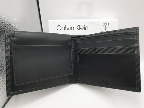 Billetera Calvin Klein Original Rn129919 Con Textura Negro Texturizada - Imagen 3