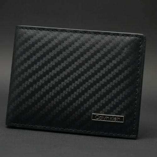 Billetera Calvin Klein Original Rn129919 Con Textura Negro Texturizada - Imagen 4