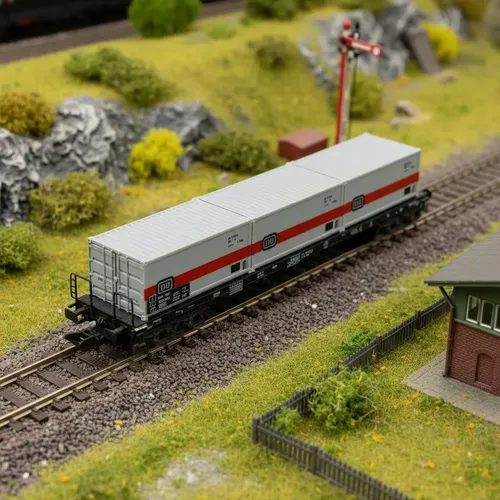 Vagón Carga Minitrix, Esc N 13511, Transporte 3 Containers - Imagen 4