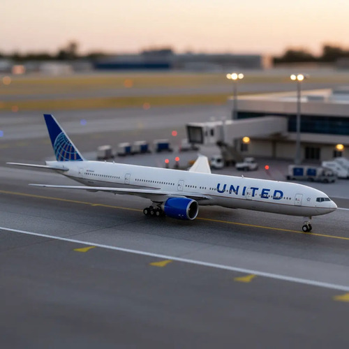 Avión Jc Wings, Esc 400, Boein 777-300er United Blanco/azul - Imagen 4