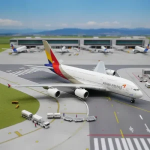 Avión Jc Wings, Esc 400 Airbus A380-800 Asiana Blanco Gris Rojo Amarillo
