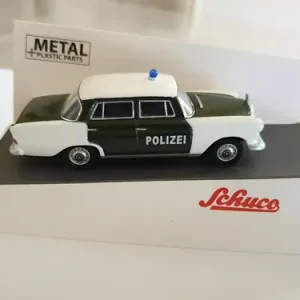 Auto Miniatura Schuco, Esc 1/64 Mb 200 W110 Policía Blanco/verde