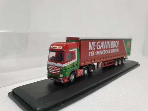 Camión Miniatura Oxford, Escala N Mercedes Benz Actros Bordó Verde - Imagen 5
