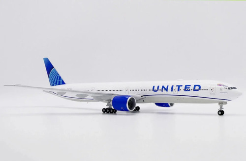 Avión Jc Wings, Esc 400, Boein 777-300er United Blanco/azul