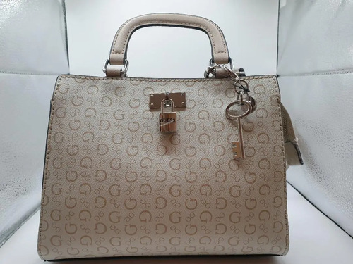 Cartera Guess Original Blanco/beige Logo Marca Níquel Beige Claro - Imagen 2