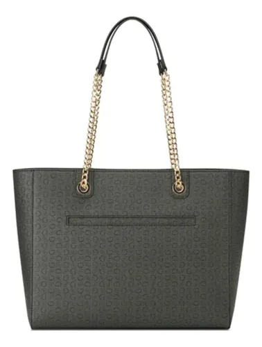 Cartera Guess Original Fiddlewood Coal Negro Carbón Logo Marca Oro Dorado - Imagen 2