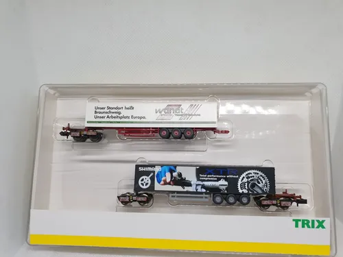 Set 2 Vagones De Carga Trix, Esc. N 13492 Transp. Containers - Imagen 3