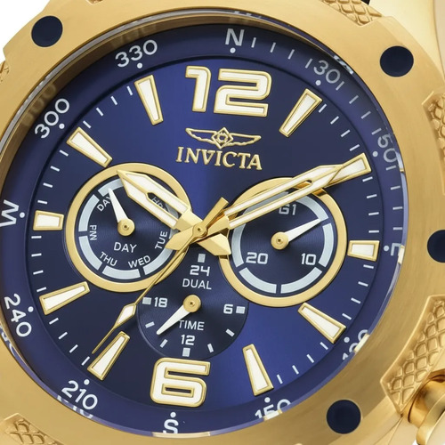 Reloj Invicta I-force Axis Mens 50mm, Gold 19659 Negro Dorado Azul Oscuro - Imagen 4