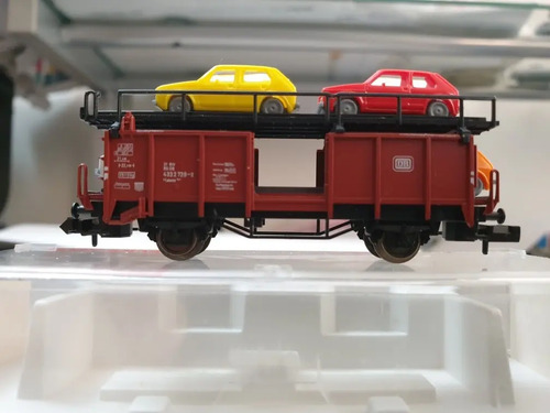 Vagòn De Carga Fleischmann Escala N 8225 Con 4 Autos - Imagen 2
