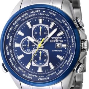 Reloj Invicta Aviator Interceptor 50mm Plateado Azul Oscuro