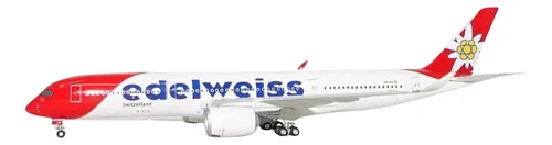 Avión Gemini Jets, Escala 400 Airbus A350-900 Edelweiss Blanco Rojo