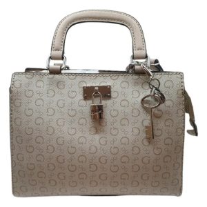 Cartera Guess Original Blanco/beige Logo Marca Níquel Beige Claro