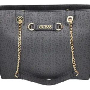Cartera Guess Original Fiddlewood Coal Negro Carbón Logo Marca Oro Dorado