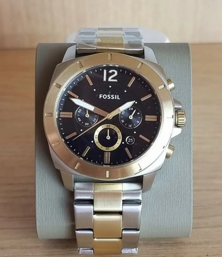 Reloj Para Caballero Fossil Bq2815 Correa Dorado Con Plateado Bisel Dorado Fondo Negro - Imagen 5