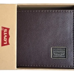 Cartera Caballero Levis Color Marrón Oscuro Con Logo Diseño De La Tela Liso