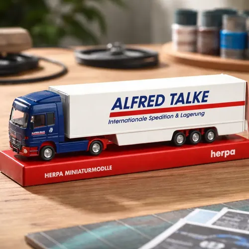 Camión Miniatura Herpa, Esc N Mb Actros 1/160 Ideal Maquetas Azul / Blanco - Imagen 3