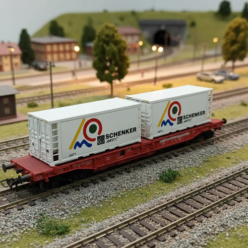 Vagón De Carga Roco, Esc H0 47001, Transp. Container 20` X 2 - Imagen 2
